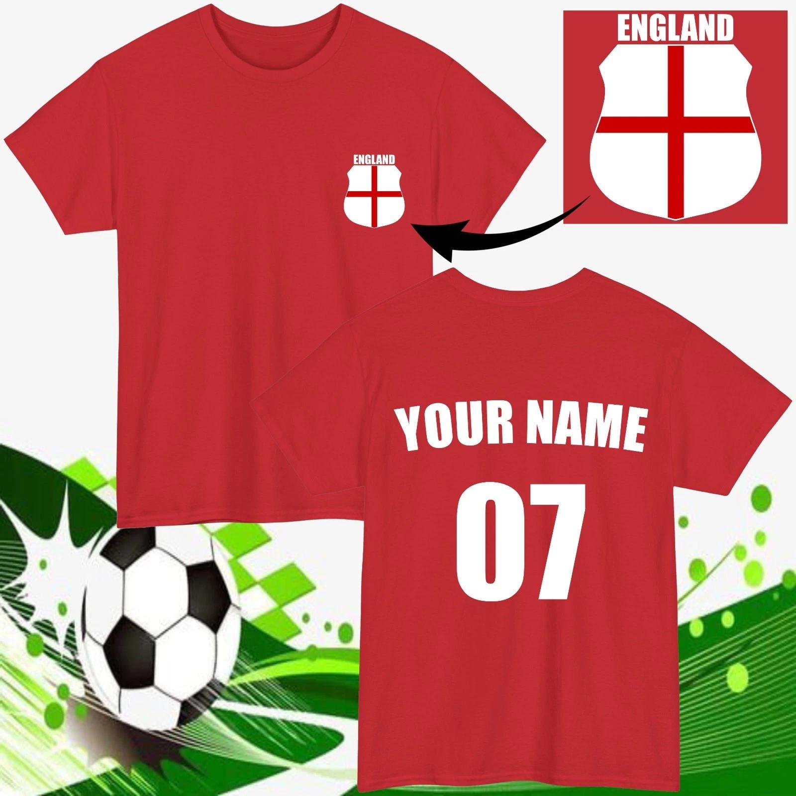 Personalised England Football T-T-Shirt Custom Name Number Fan Gift Unisex Tee Top 3XL