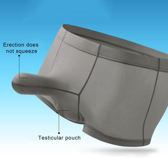 Men Ice Silk Underwear Mid-rise High Elasticity Slim Fit Shorts Briefs Solid Color