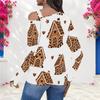 Women Plus Size Asymmetric Cutout Neck Cold Shoulder Long Sleeve White Leopard Belt Heart Star Printed Fitted Top