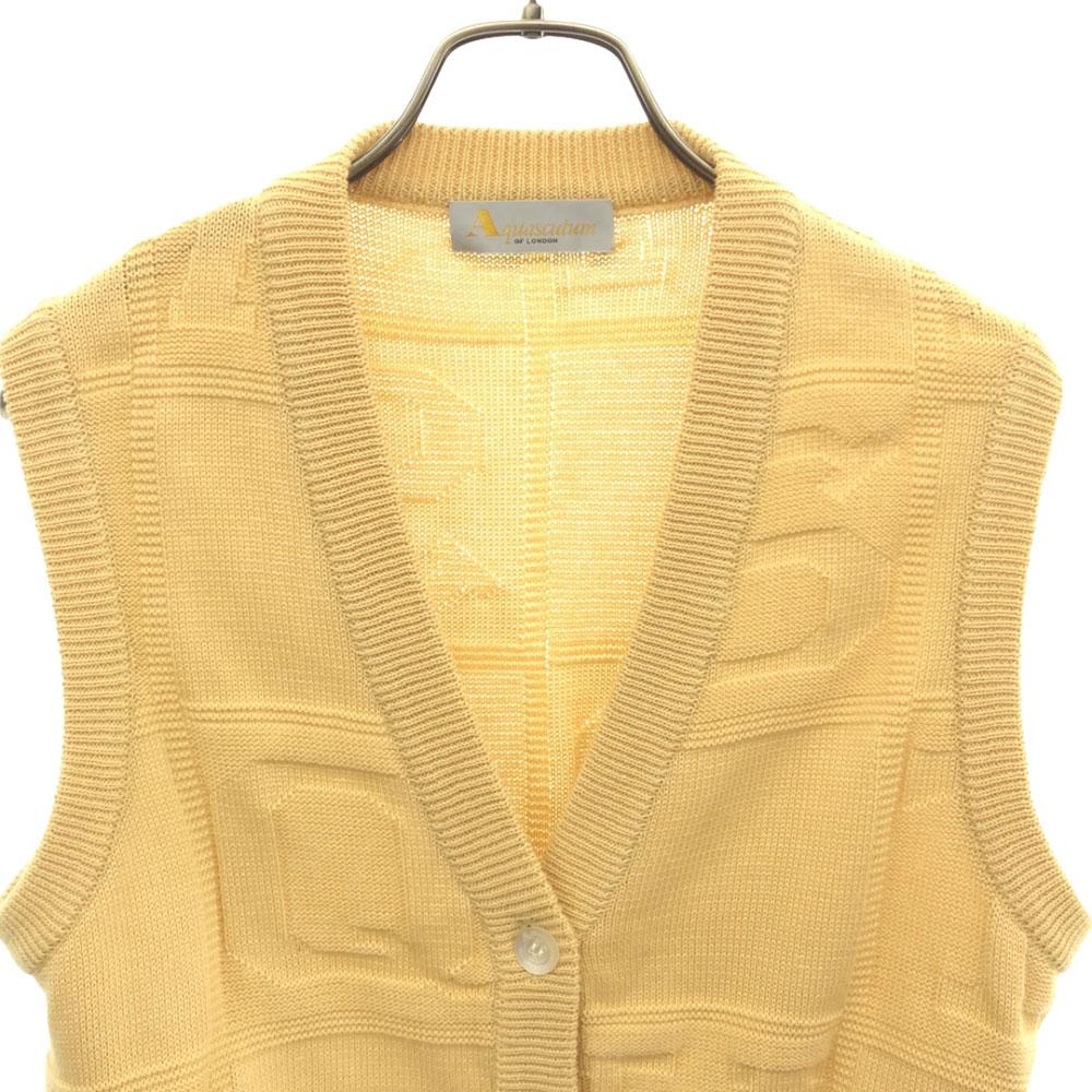 Aquascutum Made In Japan Cotton Knit Best 9 Yellow Women Used