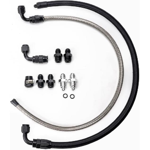 6AN Power Steering Pump Hose Kit 25Inch Compatible with Chevy C10 LS Engine, High/Low Pressure with Leak-Proof Design Connects to GM Type II Power