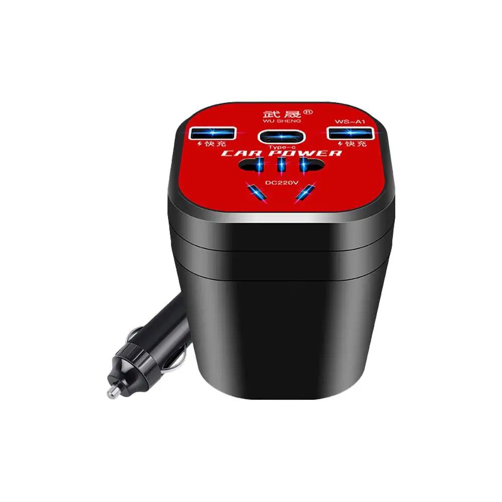 Многофункциональный автомобильный инвертор Быстрая зарядка Хаб Мониторинг Высокомощная интеллектуальная розетка Световой инвертор Автомобильный Автомобильный Amb O7P7