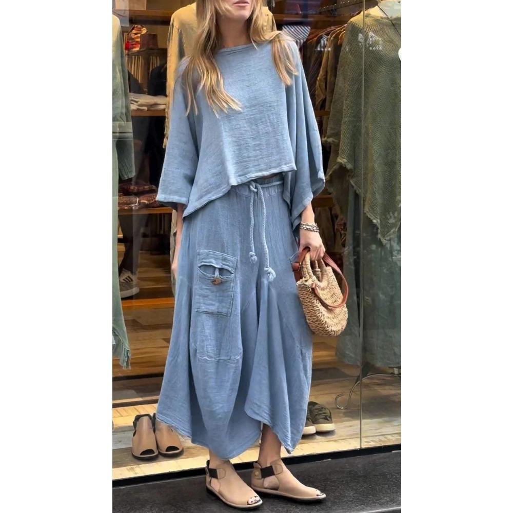 Spring and Autumn New Women's Casual Solid-color Loose Skirt Two-piece Set