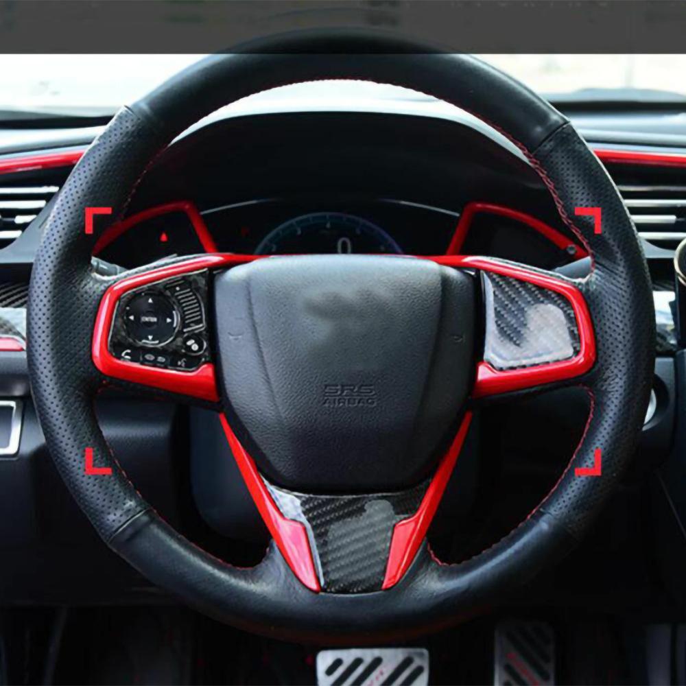 For Honda Civic 2016-2019 Car Interior Steering Wheel Frame Decor Cover Trim ABS