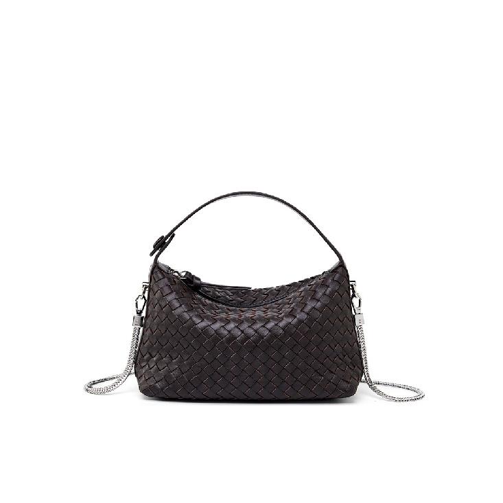 Genuine Leather Woven Women's Bag 2025 New Fashion Sheepskin Crossbody Bag Niche Design Woven Dumpling Bag Handbag