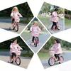 Kids Bicycle Front Basket with Ribbon Bow Toddlers Boys Girls Balance Bike Handmade Woven Storage Basket Bike Accessories
