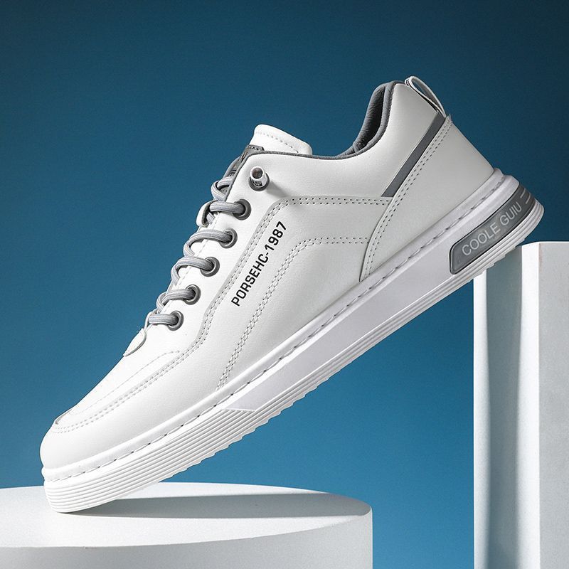 Men's shoes spring 2025 new breathable little white shoes men's casual leather shoes trendy versatile shoes men's soft baseplate shoes
