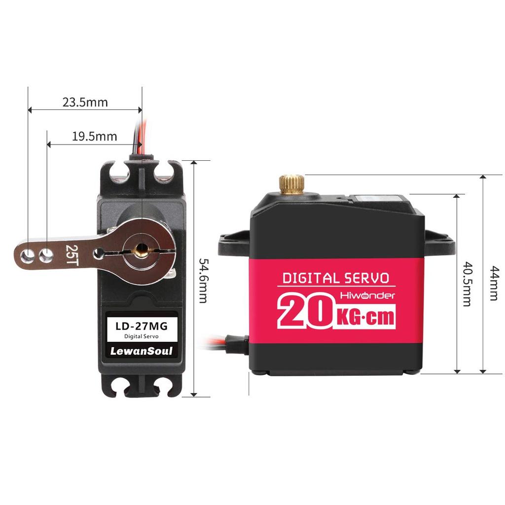 Hiwonder LD-27MG 20kg High Torque Metal Gear Digital Servo with Metal Case for RC Car Robot (270 Degree Control Angle)