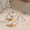 Delicate Stainless Steel Adjustable Necklace and Bracelet Set for Unisex with Round Sphere Pendant Luxurious Jewelry