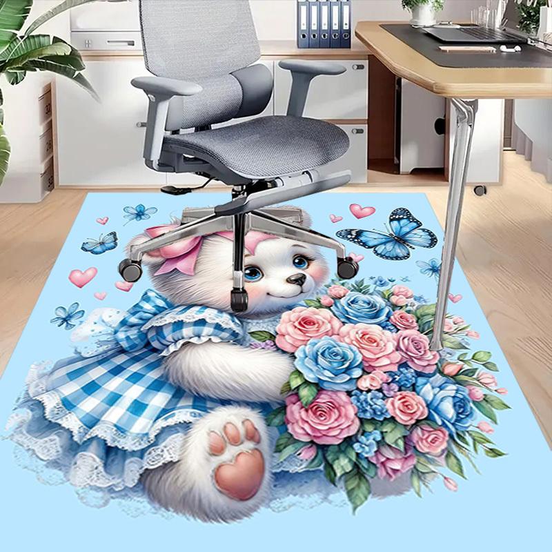 1PC Blue, Cute Bear Extra Large Non-Slip Floor Carpet, Office, Family, Bedroom, Studio - Large Area Rug Indoor Rugs, Vibrant Colors-A248