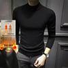 Men's Solid Color Mid-Neck Knit Sweater - Korean Style Autumn/Winter