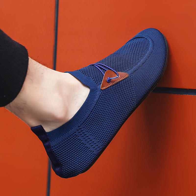 YRZL Casual Men's Shoes Summer Solid Color Mesh Breathable Flats Male Comfortable Lightweight Shoes Man Slip on Loafers for Men