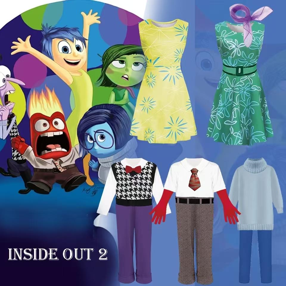 New Year Anime Movie Anxiety The Inside Out 2 Cosplay Joy Sadness Anger Disgust Fear Cosplay Costumes Suit Adult Kids Party Set