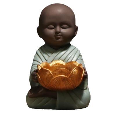 Väike Munga Kuju Küünlajalg Vanaaegne Peen Dekoratiivne Buddha Kuju Küünlahoidja jaoks