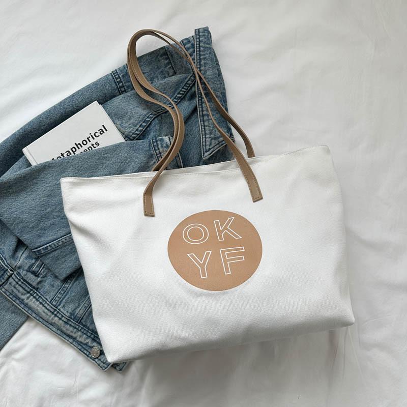Trendy Canvas Tote Bag For Women Spacious Stylish Commuter Handbag With Dual Straps