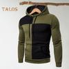 Men Fall Winter Hoodie Colorblock Drawstring Long Sleeves Big Pocket Hooded Retro Thin Loose School Daily Wear Casual Sport Top