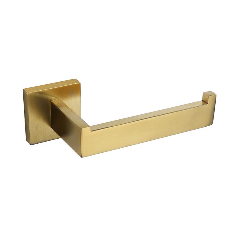 304 Stainless Steel Bathroom Set: Square Rack, Coat Hook, Toilet Paper Holder, and Brush