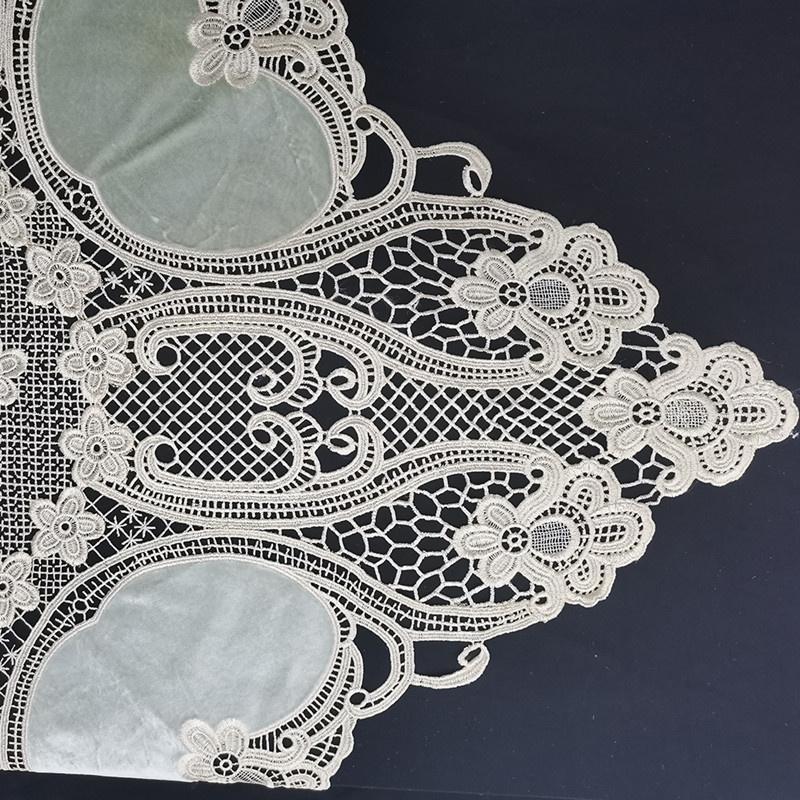 Luxury European Crochet Stitching Velvet Fabric Square Tablecloth Table Mat Set Tableware Oven Air Conditioner Dust Cover Cloth