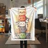 Stacked Cats  Print Flannel Blanket, High quality Comfortable for All Seasons, Home Decor, Warmth and Comfort