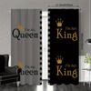 2 st Drottning- & Kungtryckta Gardiner - Grå & Svarta Polyester Kanalgardiner För Sovrum, Kontor & Vardagsrumsinredning