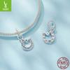 Cross-Border Diy Bracelet Necklace Accessories Horseshoe Clover Pendant 925 Sterling Silver Beads