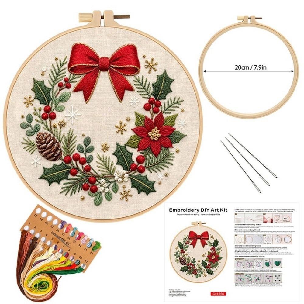 Santa Claus Christmas Embroidery Kit Handmade DIY Embroidery Kit Xmas Embroidery Craft Set  Indoor
