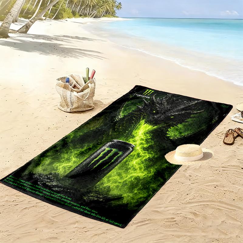 Monster Energy Drink Up Adventures Beach Towel Portable For Travel Beach Towel For Vacation Photos Absorbent Bath Towel Quickdrying Swim Towel
