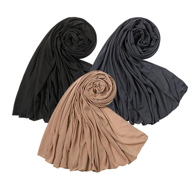 3Pcs Cotton Jersey Hijab Stretch Scarf Women Muslim Shawl Big Size Long Muffler Fashion Ramadan Headband Turban 180*80Cm
