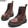 Martin Boots High-top Locomotive Boots Women's Soft Leather Medium and Platform Couple Short Boots Men's and Women's Genuine Leather Boots