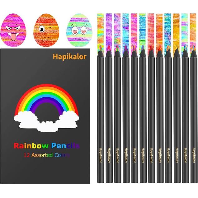 Stocking Stuffers for Kids, Art Supplies, 12 Color Rainbow Colored Pencils for Kid, Drawing Pencil Set Halloween Stocking Stuffers for 5-12 Year Old, 12