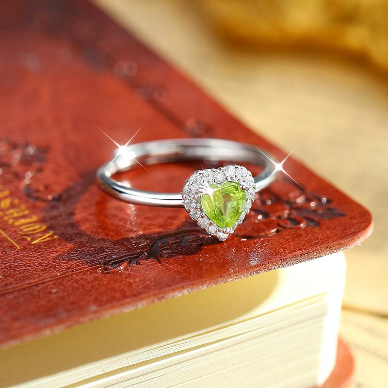 S925 Sterling Silver Heart Ring For Women 5mm Natural Crystal Stone Finger Ring Light Luxury Fashion Elegant Ladies Fine Jewelry