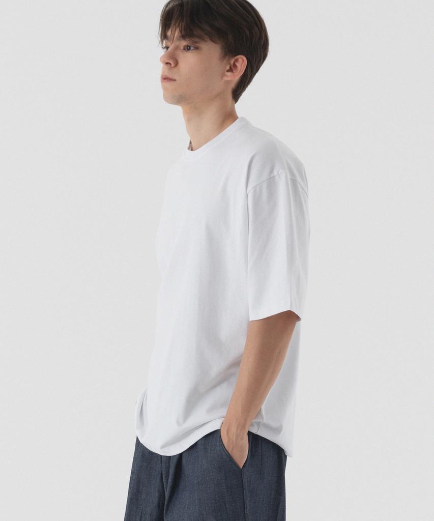 PIANER Cool Cotton Oversized Crew Neck Short Sleeve T-Shirt (White)