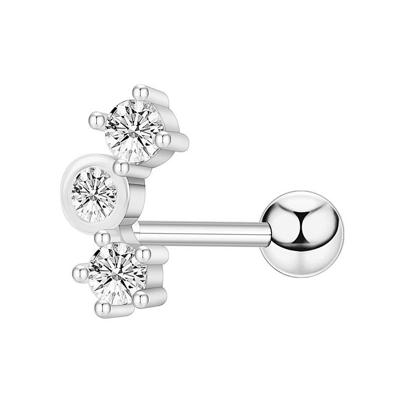 Floral Pave Diamond Mini Screw Stud Earrings 