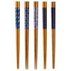 Wakasa Lacquer Set of for Made of Bamboo with Susu Bamboo and Indigo Made in Product Number 265052 Chopsticks, Non-Slip, 22.5cm, 5, Guests, Dye,