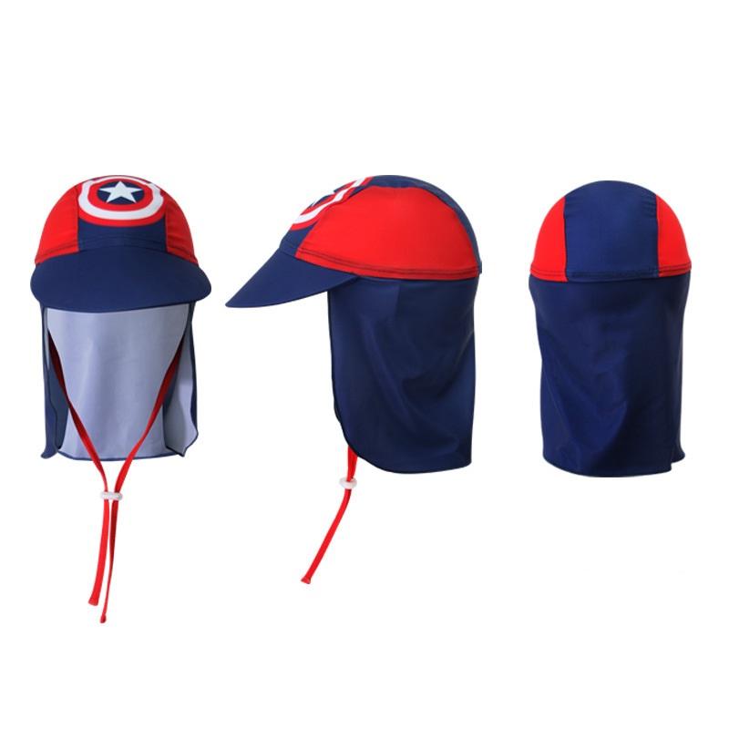 Kid Swimming Cap Cartoon UV Protection Neck Flap Fishing Sun Hat for 2-10 Years Boy Girl