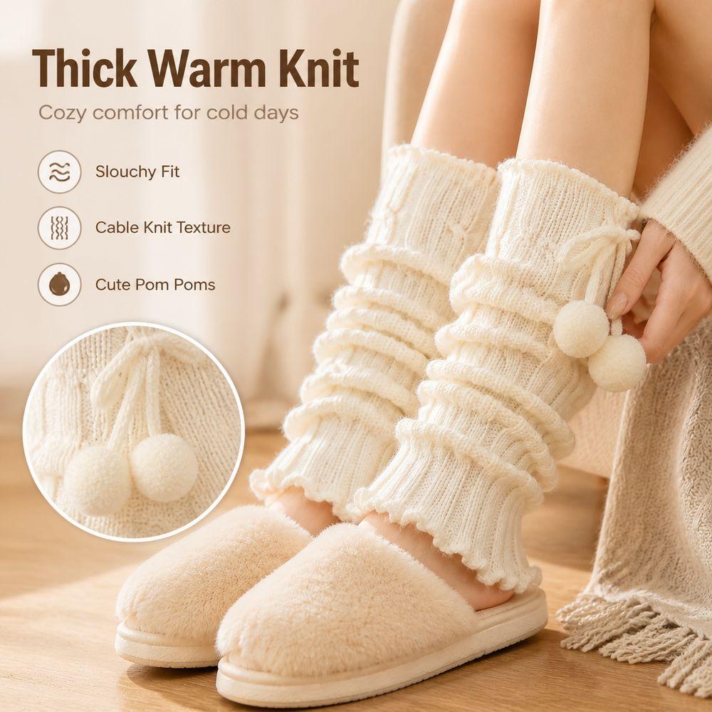 Ruffled Edges Slouchy Leg Warmers Knitted Leg Sleeves New Boot Cuffs Daily Outfits
