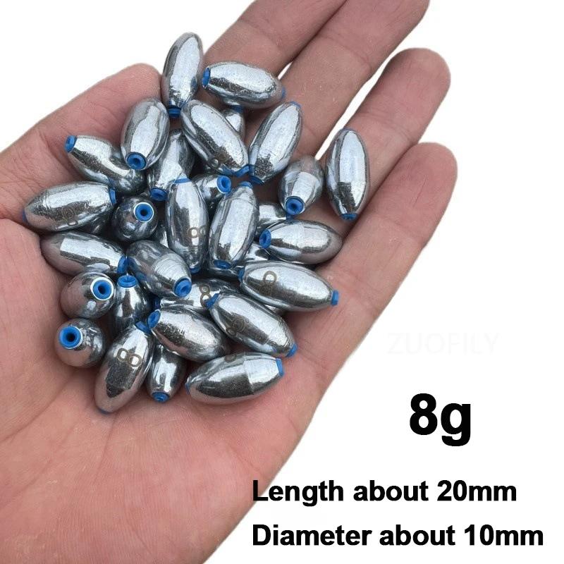 10pcs/Lot Alloy Hollow Olive Fishing Sinkers 3g/4g/5g/6g/7g/8g/9g/10g/12g/15g Carbon Steel Fishing Weights Fishing Accessories