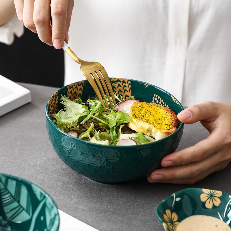 6-inch European Style Underglaze Ceramic Bowl for Salad, Soup, Rice, or Instant Noodles - Free Shipping