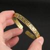 Vintage Brass Buddhist Mantra Bangle Adjustable Opening And Ancient Sanskrit Engravings Bracelet For Women And Men