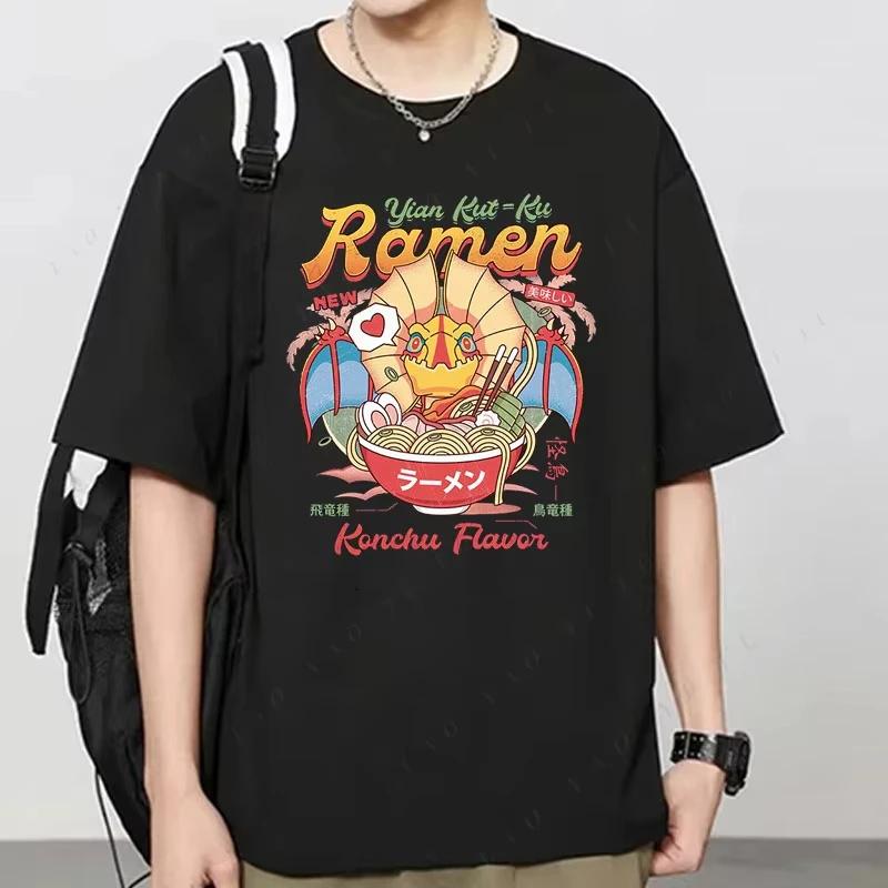 Yian Kut Ku Felyne Palico Ramen Vintage Unisex T-Shirt Monster Hunter Video Game Shirt Gaming Tee Pukei Graphic Oversize TShirts
