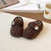 Girls' outdoor furry shoes, new autumn and winter style, soft-soled, non-slip, wool-lined, warm cotton shoes, loafers for little girls