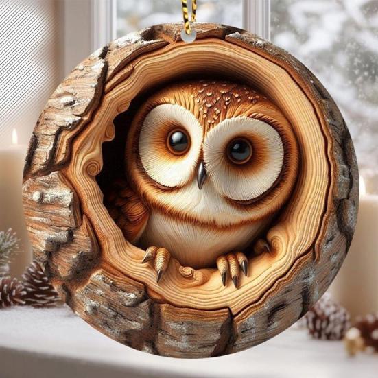 Animal Christmas Ornament 2D Flat Forest Animal Xmas Tree Ornament Acrylic Hanging Woodland Pendant for Garden Tree Home Decor