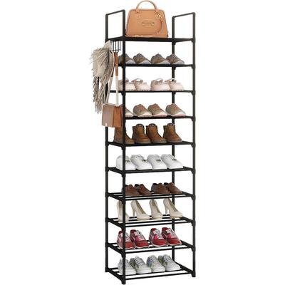 10 Tiers Shoe Rack 20-25 Pairs Boots Organizer Storage Sturdy Narrow Shoe Shelf Saving Tall Shoe Storage Shelf Holder Entryway Closets