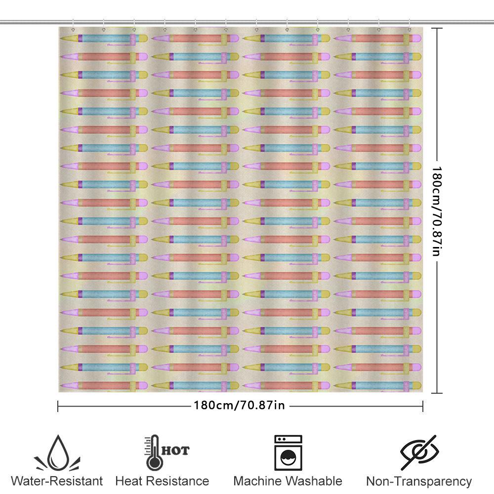 Bath Mat Decor: Creative Pattern Printing Shower Curtains For Bathroom, Waterproof Fabric In Pastel Colors 72 X 78 Inches (180X2