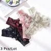 3 Pcs/Lot Women's Lace Bow Thongs Sexy Low Waist Panties Underpants