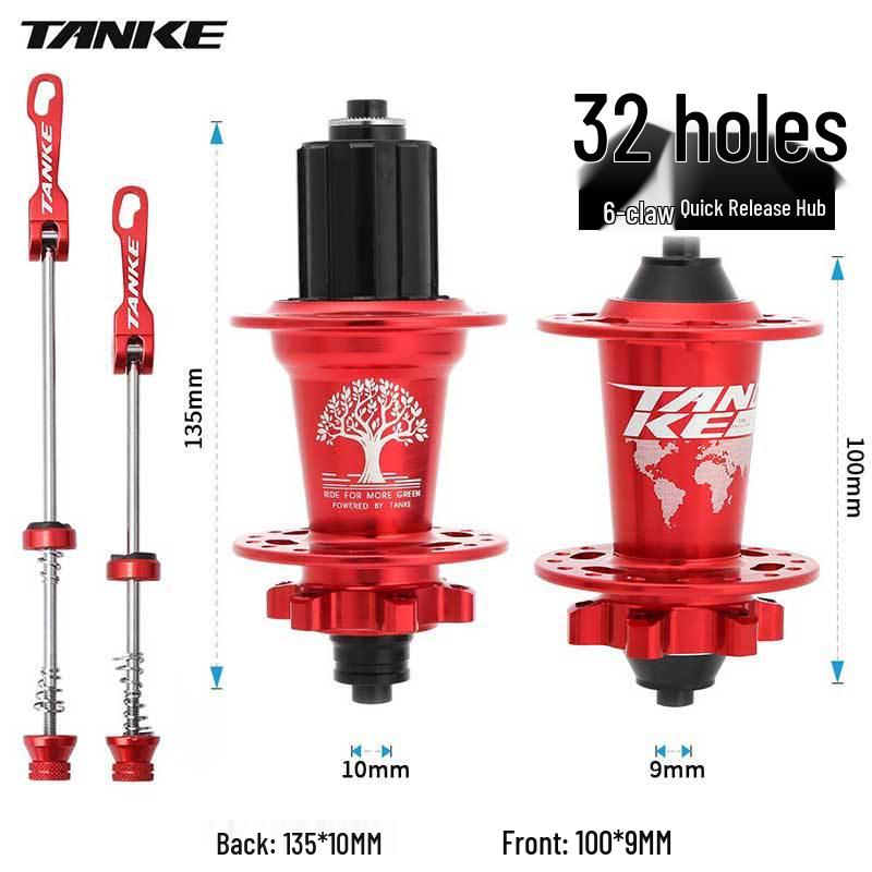 TANKE Mountain Bike 4-Bearing Hub: Quick Release Thru Axle, Iridescent Aluminum Alloy.