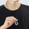 Collier Pendentif Rune Cercle Creux Découpé en Acier Titane Vintage avec Cordon en Cuir