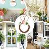 Easter Bunny Wreath Artificial Rabbit Shape Flower Ornament Easter Rabbit Wreath For Outdoor Indoor Home Window Wall Living Room