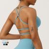 Cross-Border Summer New Wrinkle Yoga Bra Thin Strap Crossing Beauty Back Exercise Underwear Shockproof Push-up Workout Bra