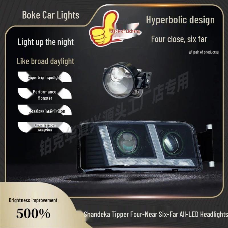 Shandeka Dump Truck Front Headlight Assembly: Super Bright Howo TX All-LED Headlights, Original Parts Modification. Left Side